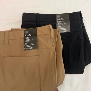 Lot of 2 NWT FLX premium 5 pocket chino pants, golf , casual. B787